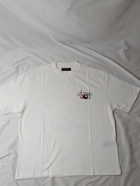 AMIRI Cream Short-Sleeve Logo Tee with Multi-Color Patch